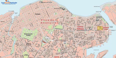 街道地图的老哈瓦那，古巴